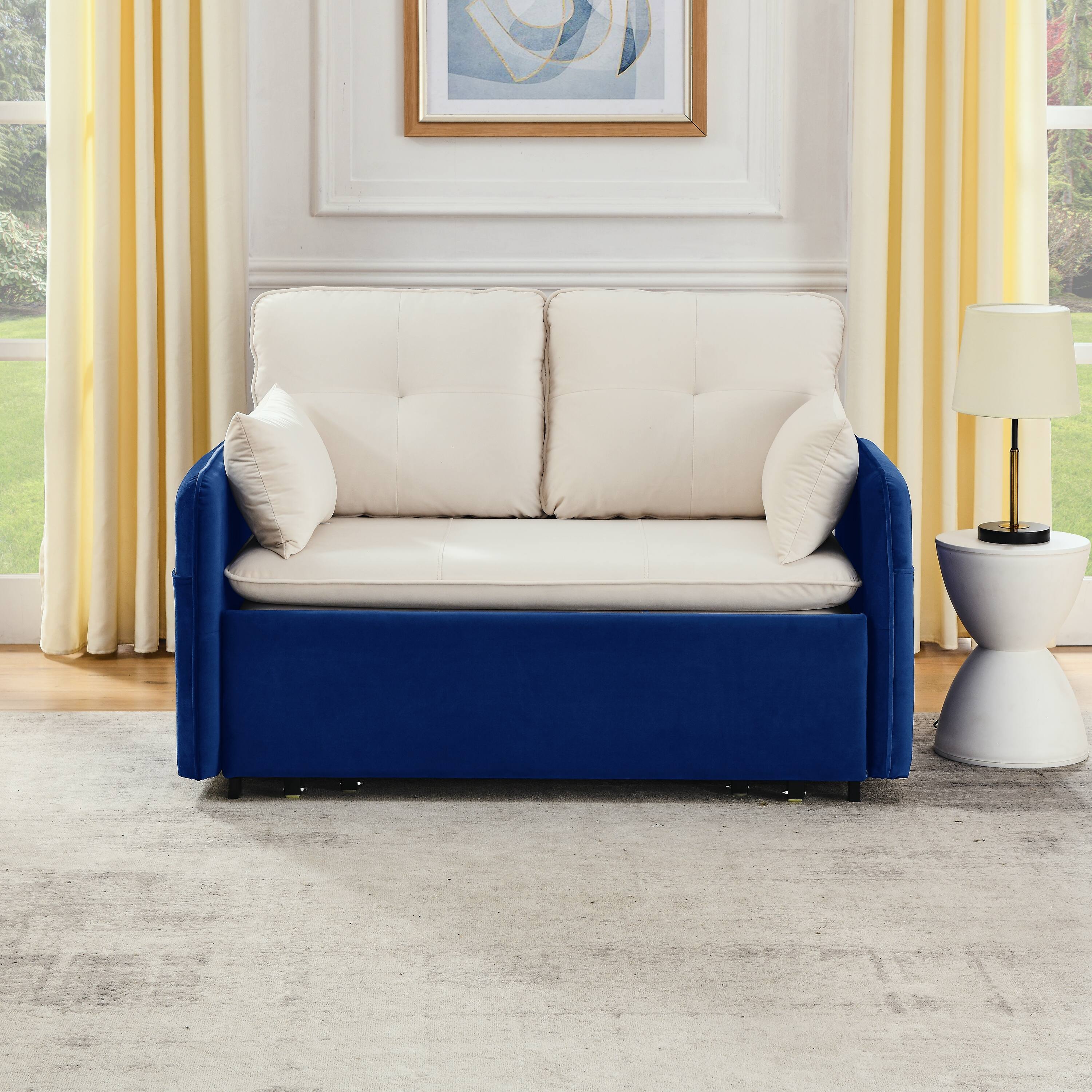 53" Modern Convertible PullOut Sofa Bed, Velvet Upholstered Sleeper Bed Bath & Beyond 40035409